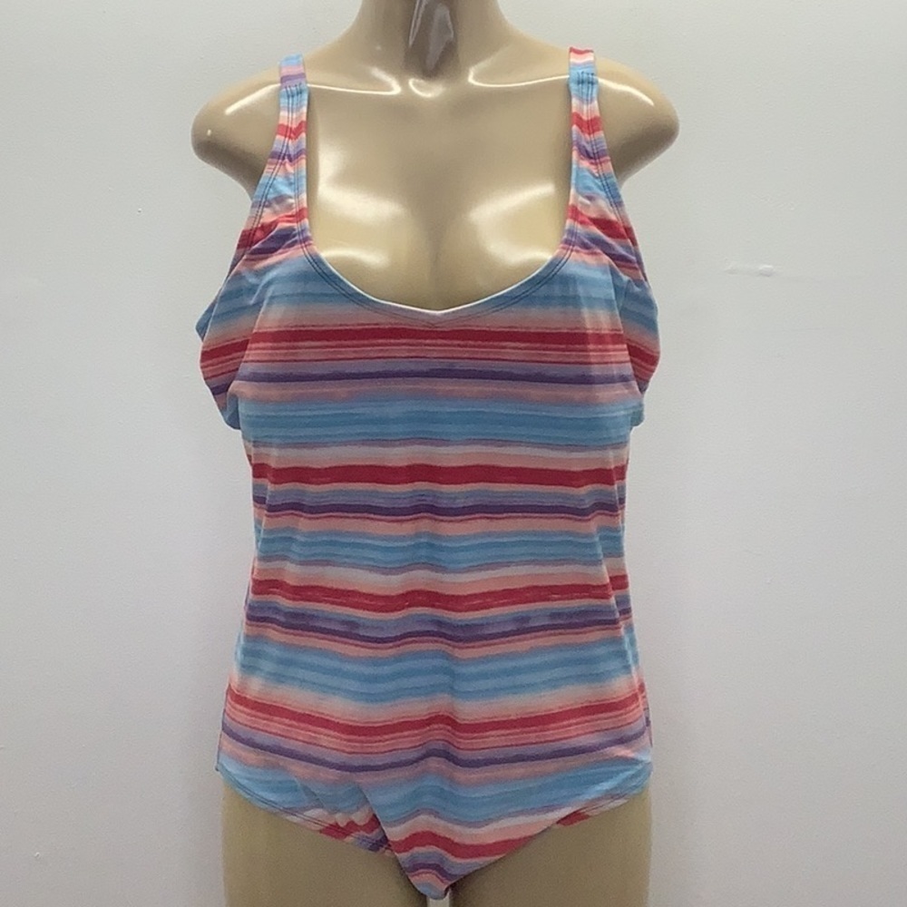 Roatan Plus Size 3X Swimwear Striped One Piece Swimsuit New Without Tags